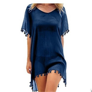 Women Blouses Loose Chiffon Dress Summer Beach Tunic Cover-